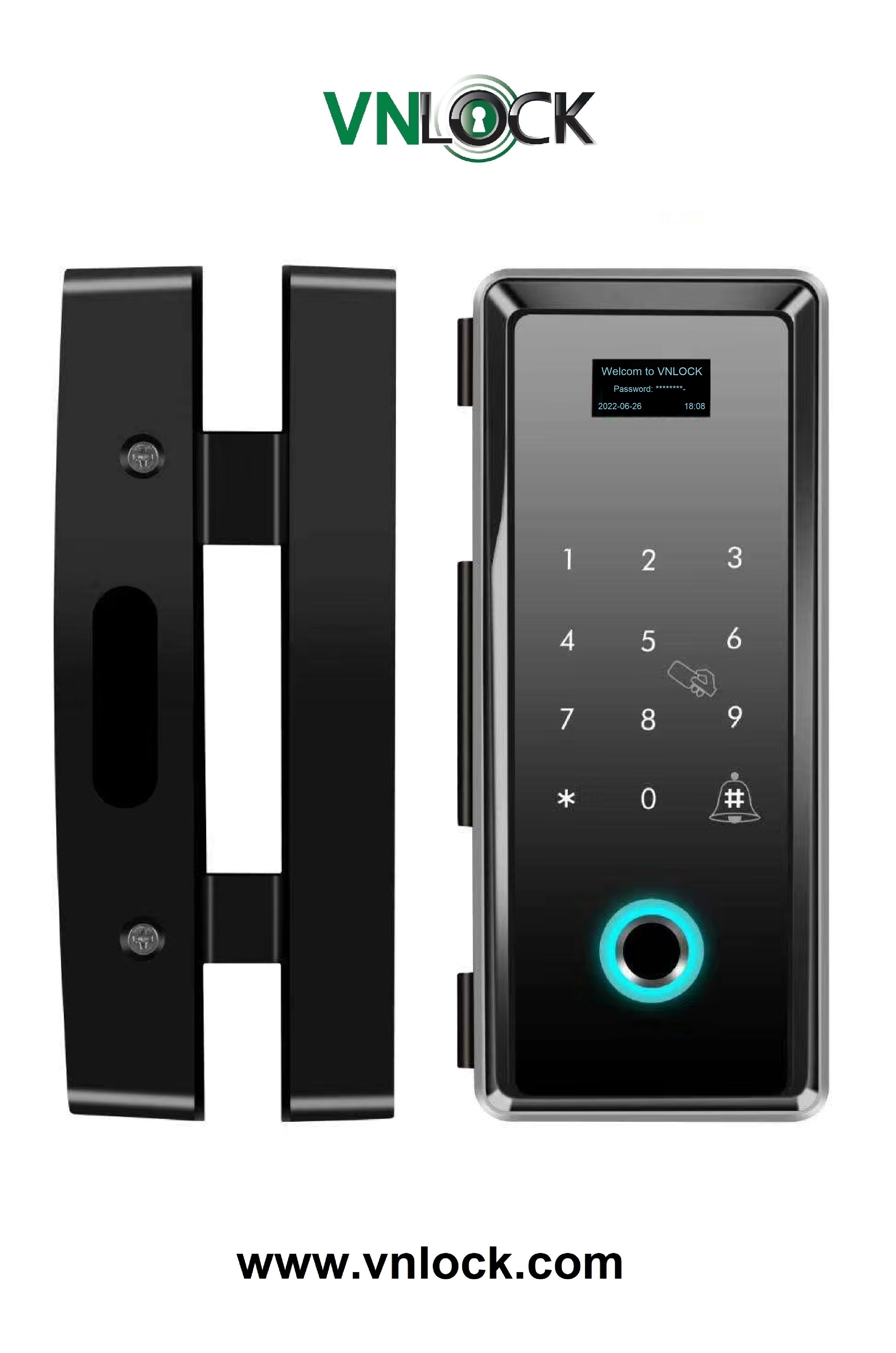 Khóa vân tay cửa kính cường lực VN-Y668